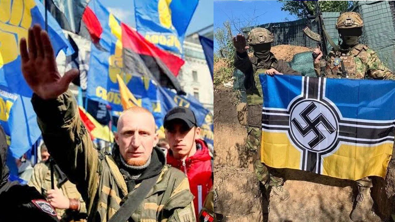 Ucrania opositores a la Iglesia del Patriarcado de Moscú hacen el saludo nazi