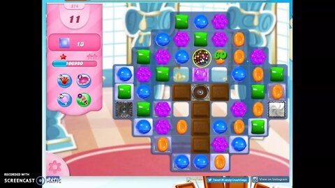 Candy Crush Level 874 Audio Talkthrough, 1 Star 0 Boosters