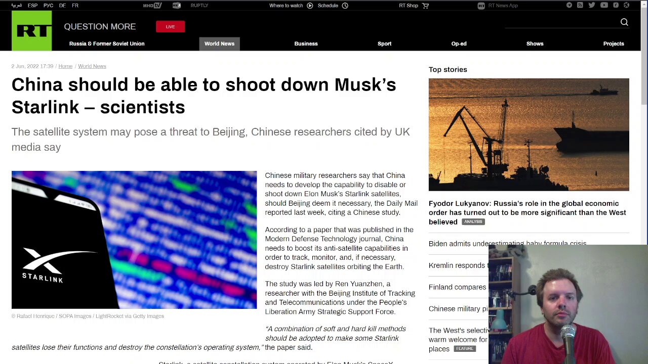 China being advised to develop the ability to disable or shoot down Elon Musk’s Starlink