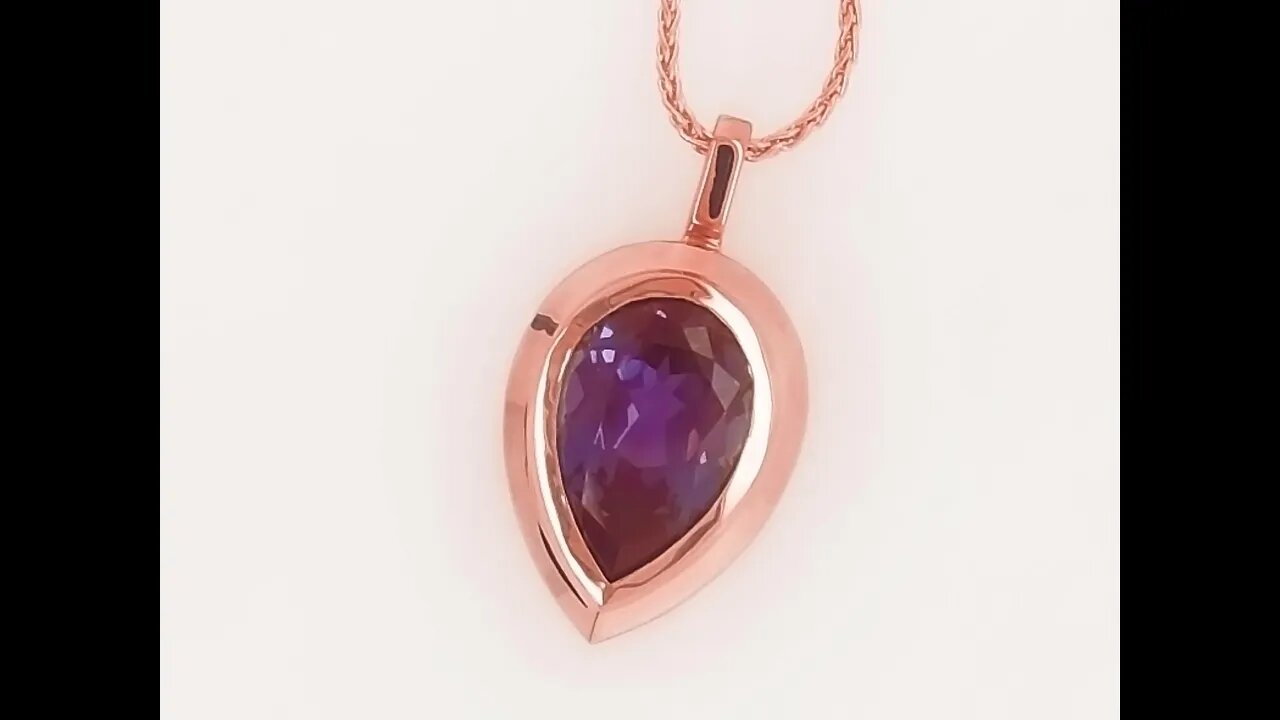 18k Rose Gold Solitaire Pendant With 12x8mm Pear Chatham Alexandrite