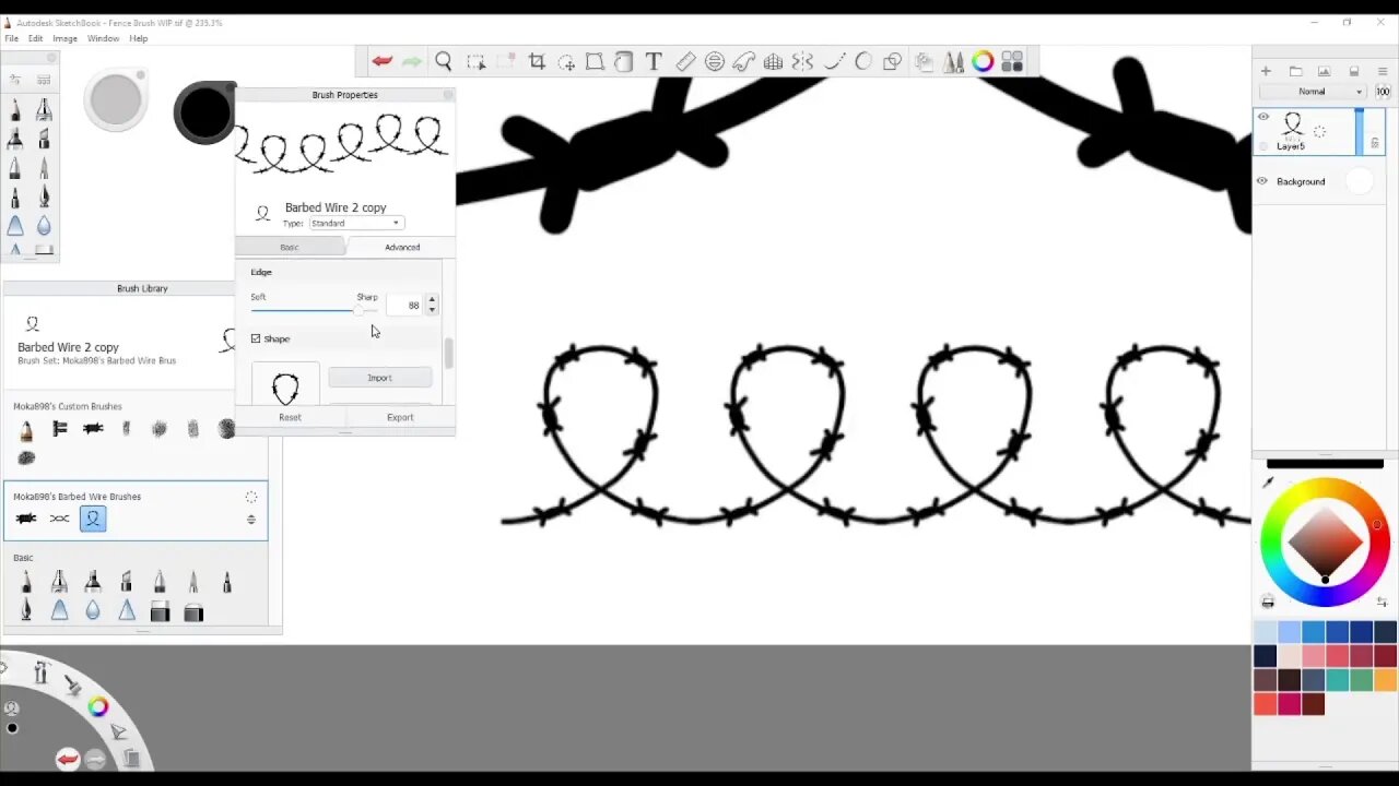 How to Make a Barbed Wire Brush on SketchBook Pro PC PT 3