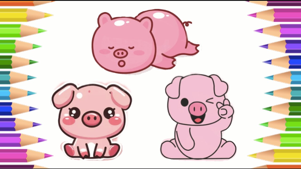 How to Draw Cute Kawaii Pigs | Easy Step-by-Step Tutorial for Kids