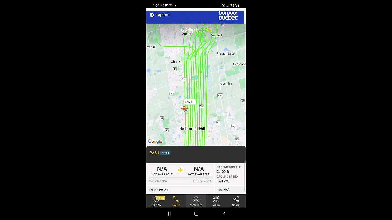 Satelite Coordinated Flight Above Toronto and GTA December 13 2023