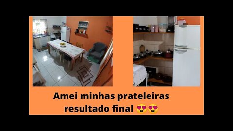 Resultado final das prateleiras na cozinha- Amei o resultado final 😍😍😍