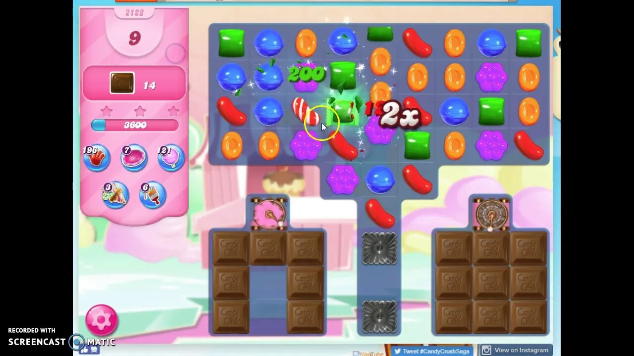 Candy Crush Level 2123 Audio Talkthrough, 1 Star 0 Boosters