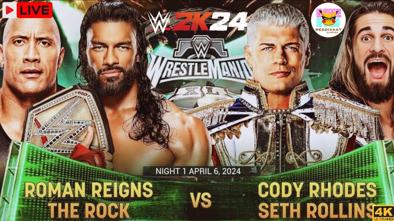 WWE 2K24 Roman Reigns & The Rock Vs. Cody Rhodes & Seth Rollins | Wrestlemania XL