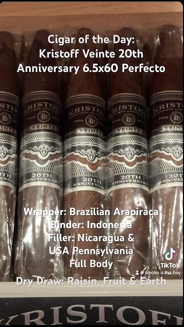 Kristoff Veinte Twentieth Anniversary 6.5x60 #Shorts #CigarOfTheDay #Short #CigarReview #Cigars