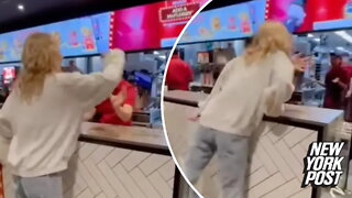 Woman throws food, spits at McDonald's employees in shocking outburst