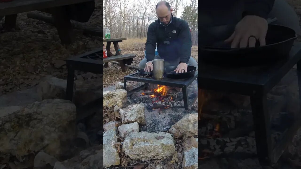 Cooking Breakfast at the Cabins