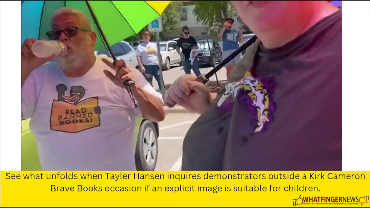 See what unfolds when Tayler Hansen inquires demonstrators outside a Kirk Cameron Brave