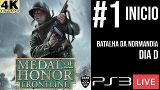 LIVE MEDAL OF HONOR FRONTLINE REMASTER #1 INÍCIO DIA D PS3 AO VIVO 4K 60fps #moh #frontline #live