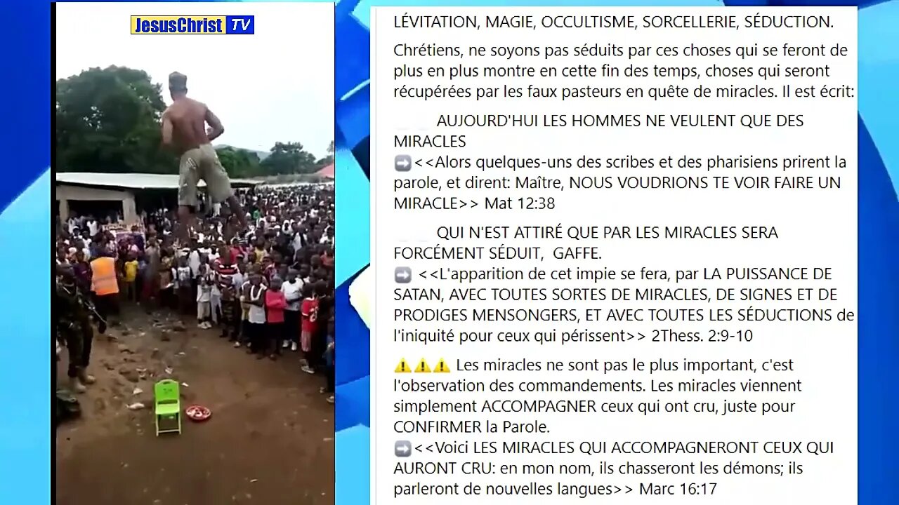 ALERTE! NE VOUS LAISSEZ PAS SEDUIRE PAR LES FAUX MIRACLES!