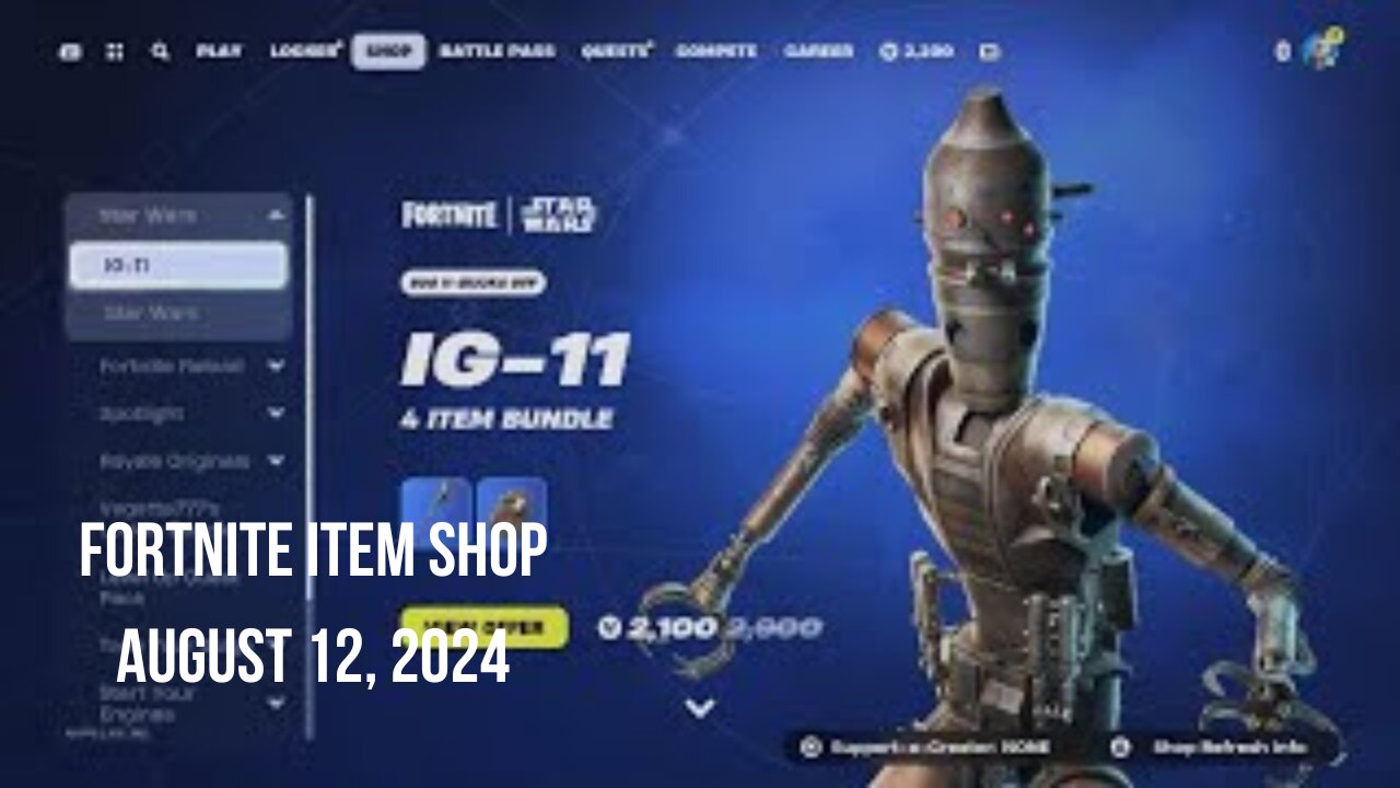 Fortnite Item Shop|August 12, 2024(*New* Star Wars Bundles)