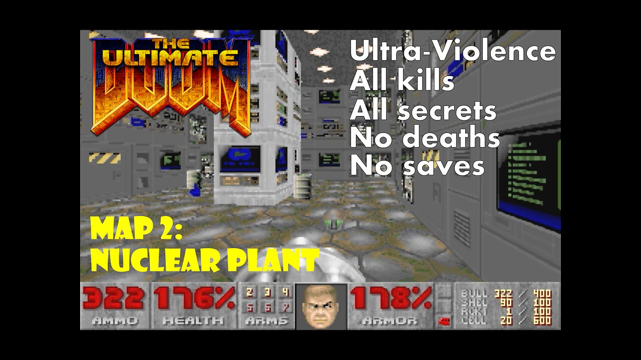 The Ultimate Doom (1995): Episode 1 — Knee-Deep in the Dead: Map 2 (E1M2) — Nuclear Plant
