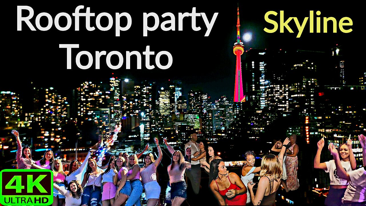 【4K】Rooftop patio party Toronto skyline 🇨🇦