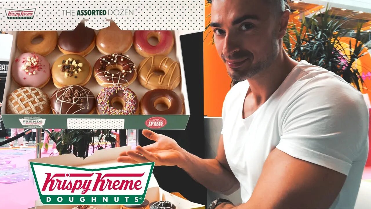 12 Krispy Kreme Doughnuts DESTROYED | London, Stratford #krispykreme #doughnuts #mukbang