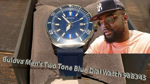 Bulova Men's Two Tone Blue Dial Watch - Style: 98B345