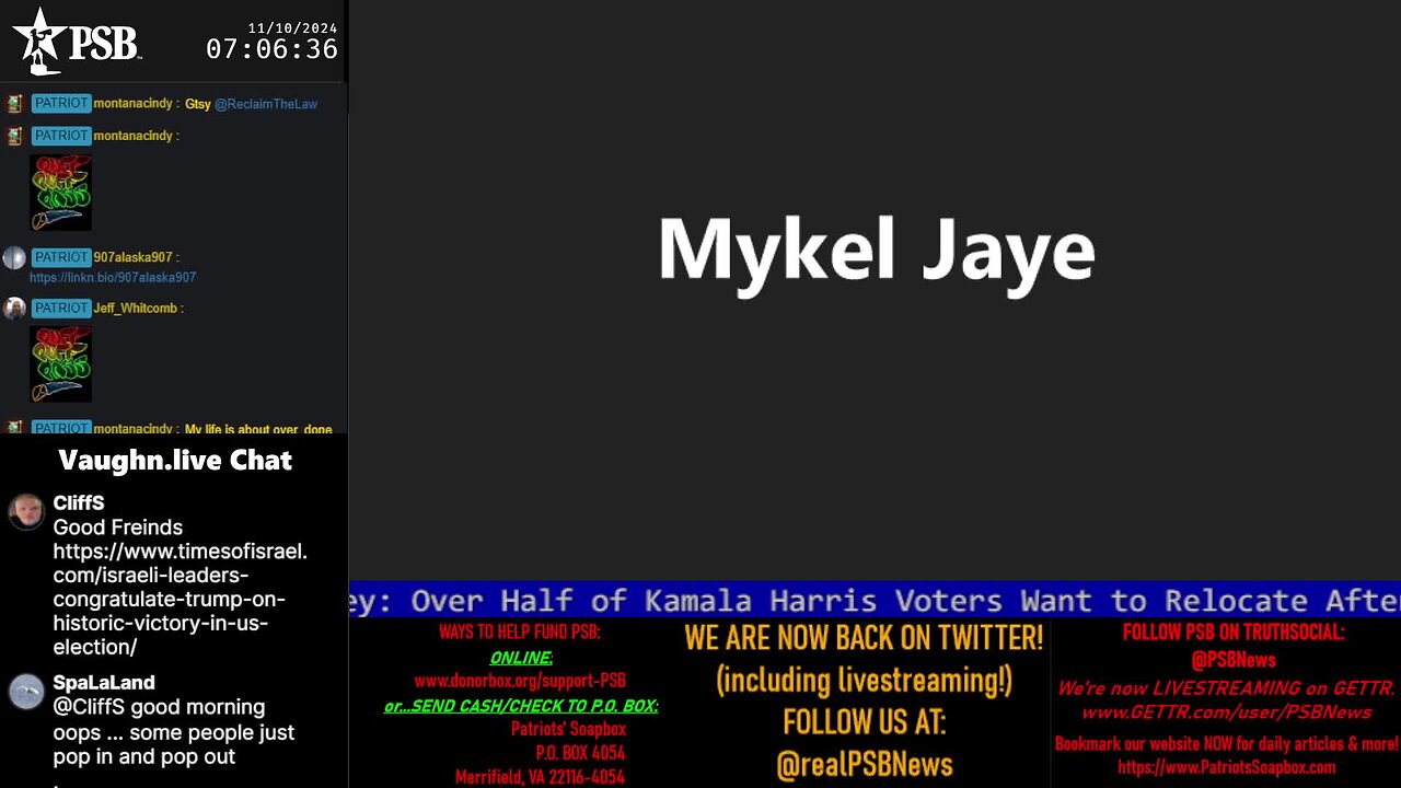 2024-11-10 07:00 EST - Patriots Soapbox AM: with MykelJaye