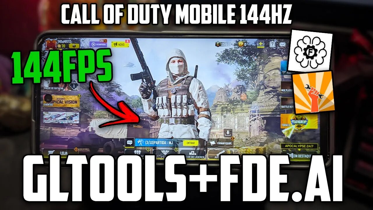 CALL OF DUTY MOBILE EM 144FPS É INSANO! | GLTools & FDE.AI | COMBO PARA JOGOS!