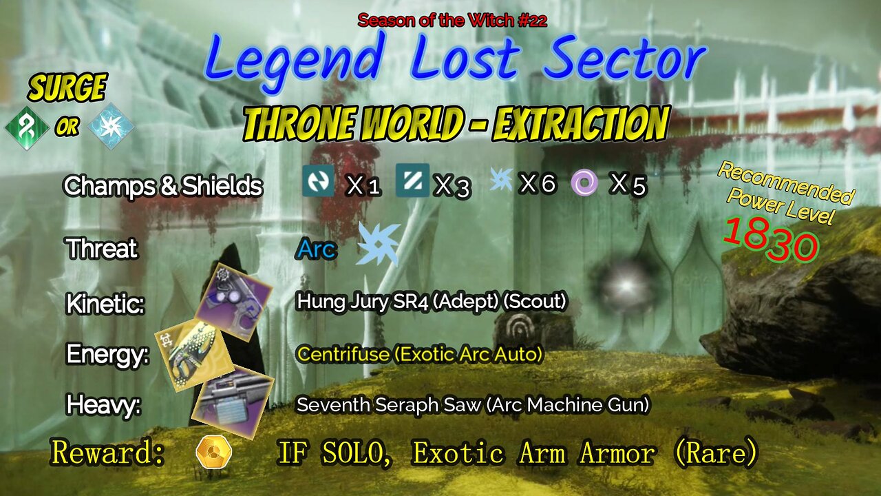 Destiny 2 Legend Lost Sector: Throne World - Extraction on my Solar Warlock 11-8-23