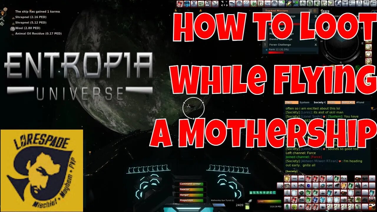 How to Loot Space Creatures While Flying A mother Ship In Entropia Universe