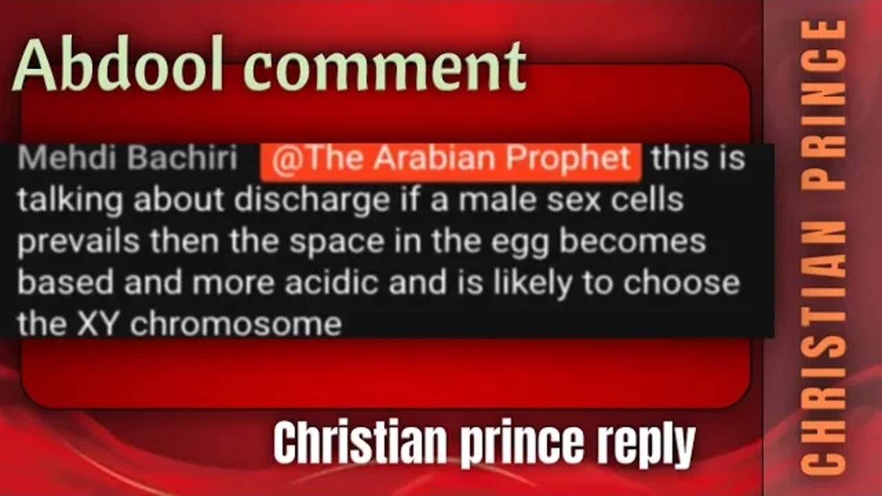 if a male s@x cells prevails than the eg& becomes based - Christian prince reply