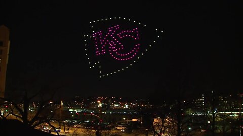 180 drones fly over Union Station, light up KC sky with Chiefs pride ahead of AFC Championship