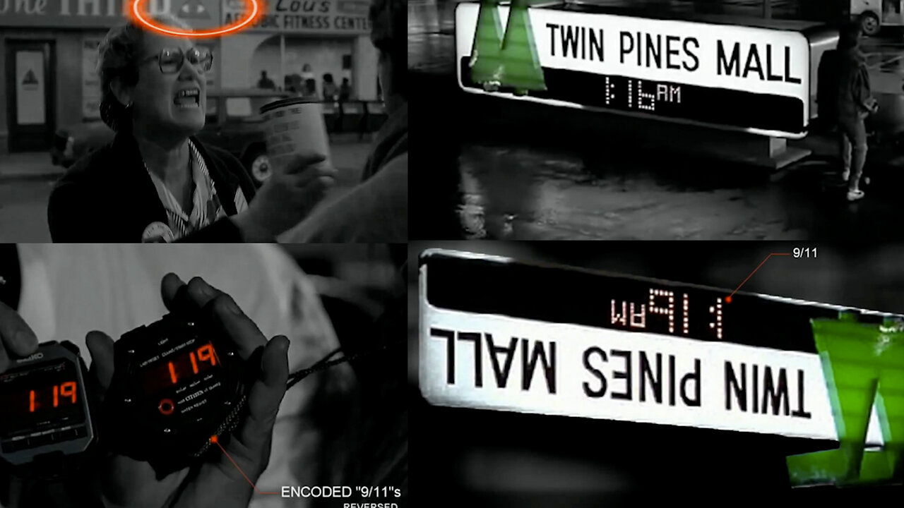 Back to the Future | Was Back to the Future Predicting the Events of 911 In Great Detail? Twin Pines Mall, After Attack, Twin Pines Are Replaced With a Sole Pine, Doc's Two Stop Watches, Both of Which Are 119 <> Mirrored 911