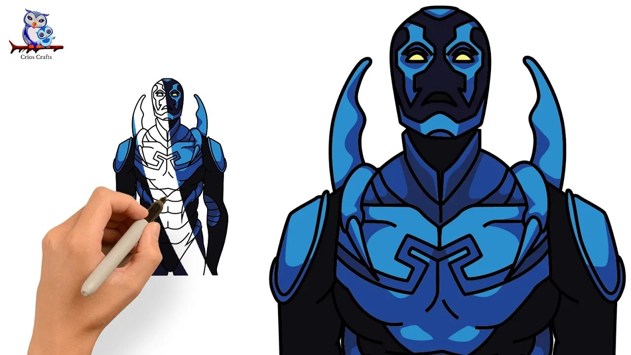 How To Draw Blue Beetle - DC Art Tutorial