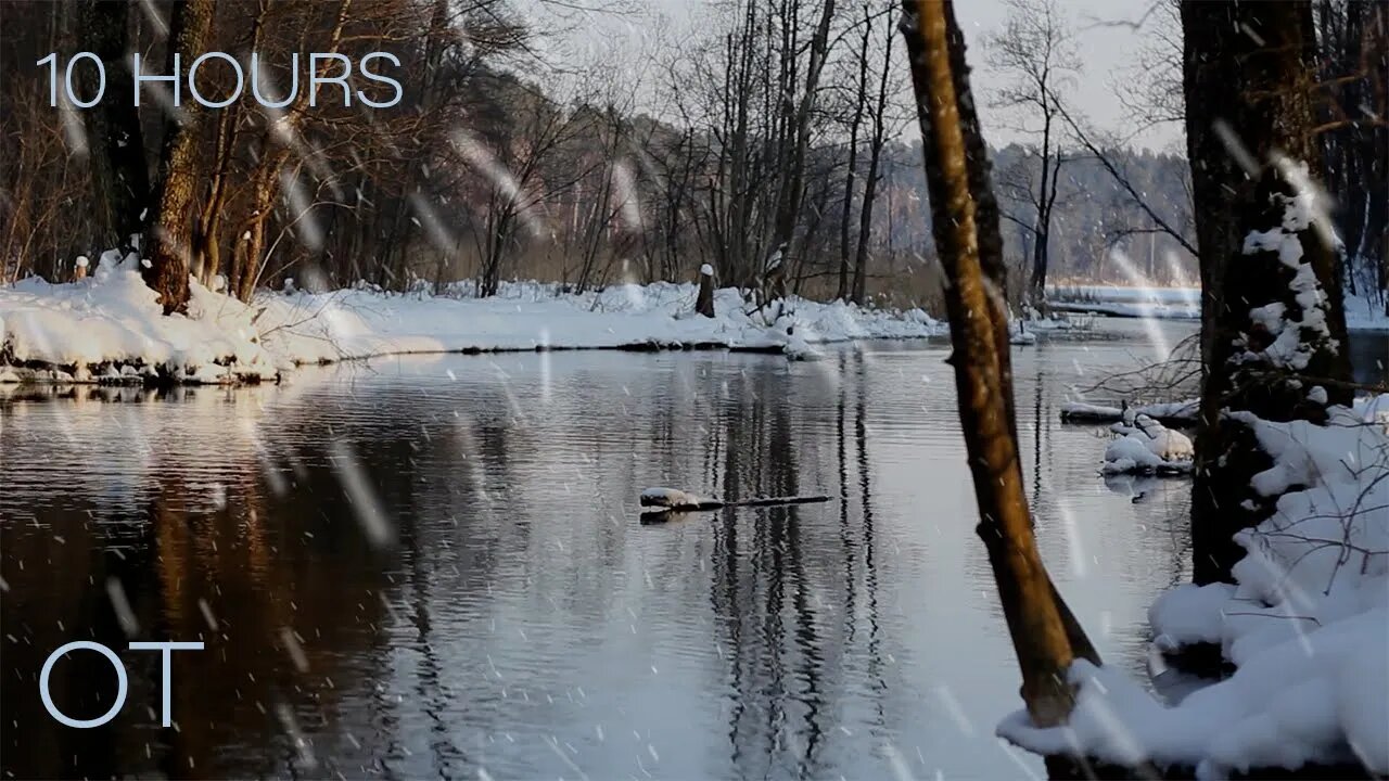 A Snowy Evening by the Creek | Nature Sounds for Sleeping | Relaxing | Studying | Ambience 10 Hours