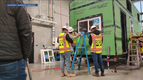 Adams 12 5 Star students unveiling tiny house