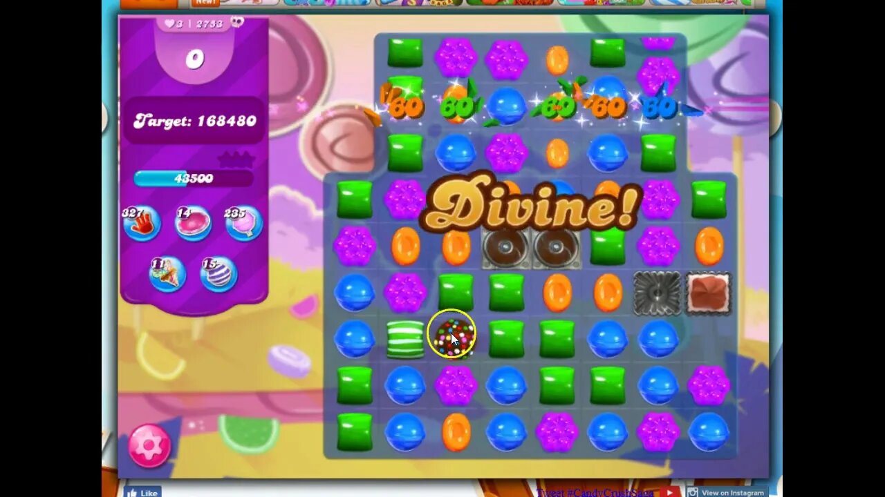 Candy Crush Level 2753 Talkthrough, 18 Moves 0 Boosters