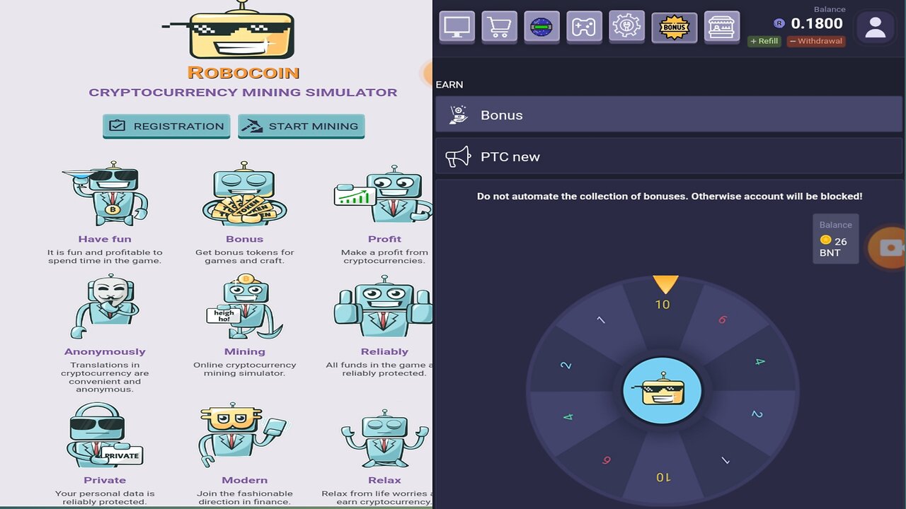 Robocoin.cc Mining wabsite unlimited Loot Earning Free Token RBT