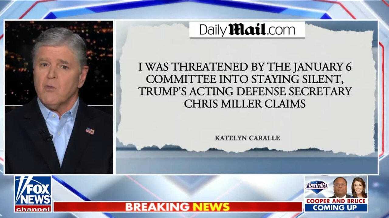 NEW: Trump's Defense Secretary Chris Miller alleges the January 6 Committee threatened to 'make his