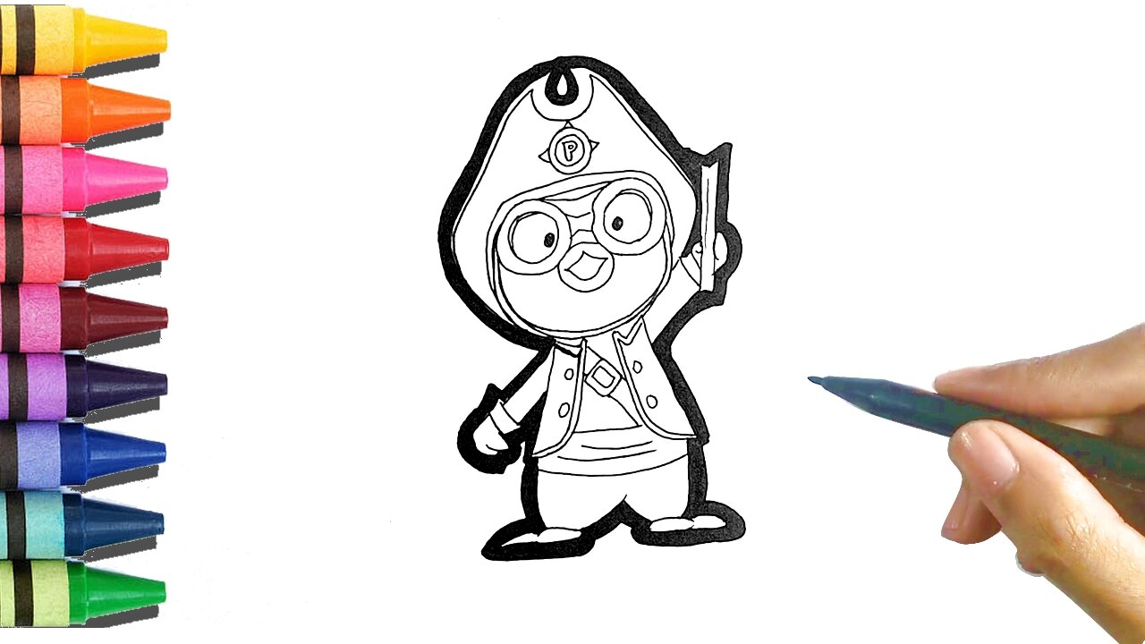 Drawing and Coloring Pororo Pirate - Pororo The Little Penguin