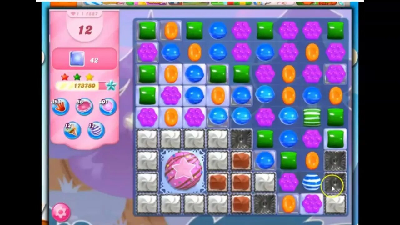 Candy Crush Level 1887 Talkthrough, 22 Moves 0 Boosters
