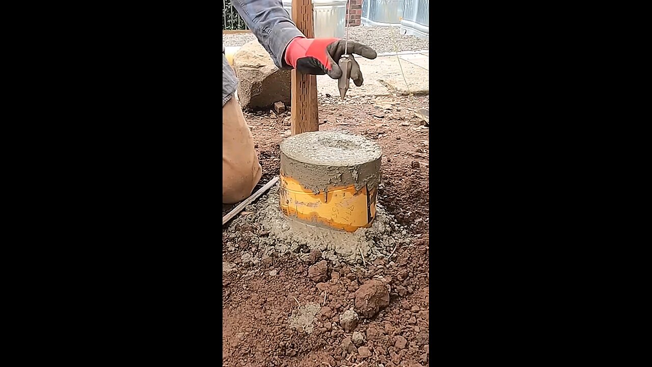 Deck beam post concrete footing s with brackets. Also, SLUMP. #c onstruction #diy #concrete