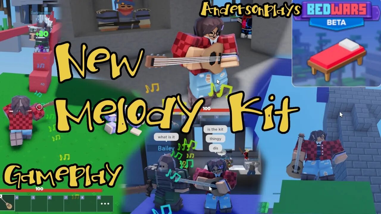 AndersonPlays Roblox BedWars 🎶 [MELODY KIT] - Update GamePlay - New Melody Kit