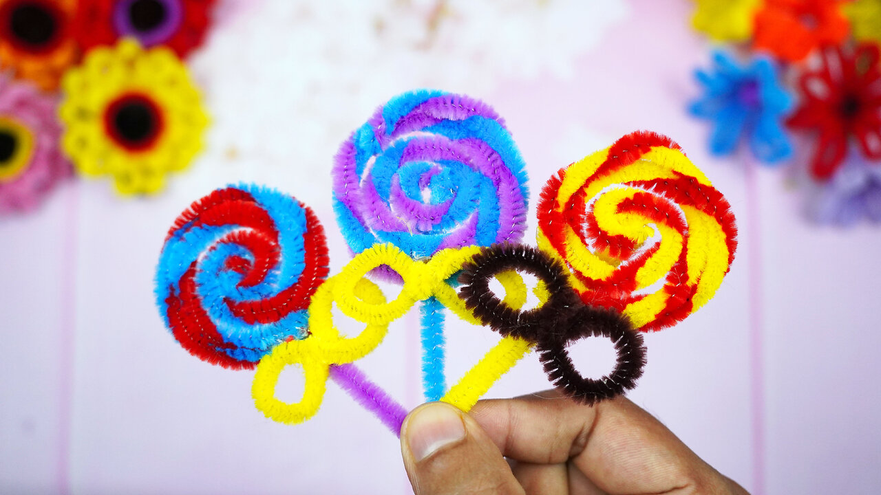 Pipe Cleaner Crafts | DIY Chenille Wire Flower Making For Home Decoration | Easy Paper Crafts