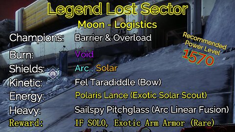 Destiny 2 Legend Lost Sector: Moon - K1 Logistics on my Warlock 11-13-22