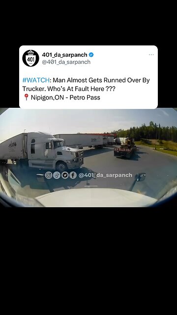 Man Almost Run Over By Trucker