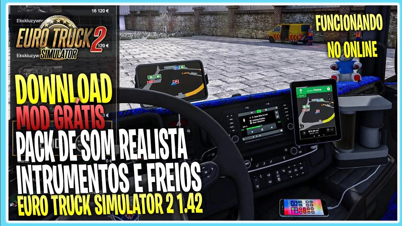 MOD SOM REALISTA INSTRUMENTOS - VIDROS - FREIOS PARA EURO TRUCK SIMUALTOR 2 1.42