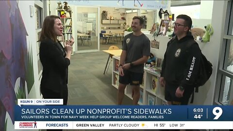 Navy sailors clean up nonprofit's sidewalks