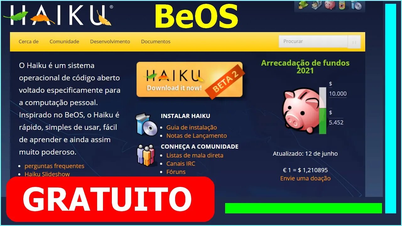 Haiku Sistema Operacional Gratuito para Computação Pessoal. Rápido, Simples e Fácil Aprendizado