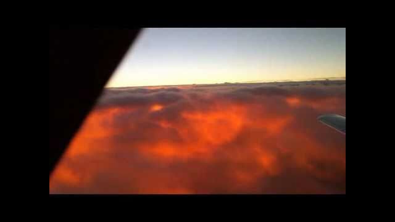 Sun rise under the clouds at FL280