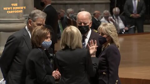 After 5 days of silence Biden finally shows up at a funeral.
