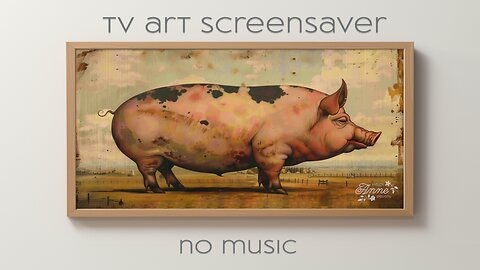 Prim Style Painting Of A Pig Standing: Silent Art For Your TV