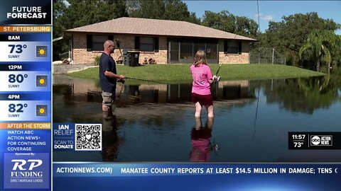 People go fishing in their yards as Peace River leaves neighborhoods underwater