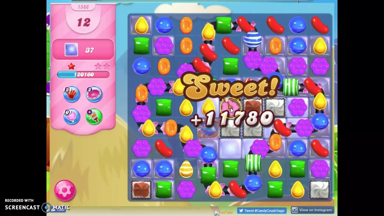 Candy Crush Level 1586 Audio Talkthrough, 1 Star 0 Boosters