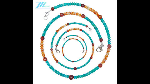 Natural blueturquoise roundle beads spiny oyster red smooth amber gemstone Multi Stone